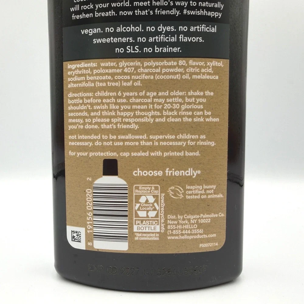 Hello Activated Charcoal Extra Freshening Mouthwash Fresh Mint 4 Pack 16 oz